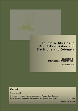 Faunistic Studies in South-East Asian and Pacific Island Odonata