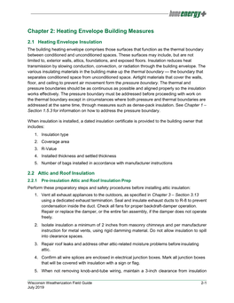 Chapter 2: Heating Envelope Building Measures