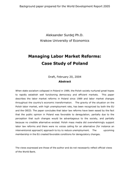 Managing Labor Market Reforms: Case Study of Poland