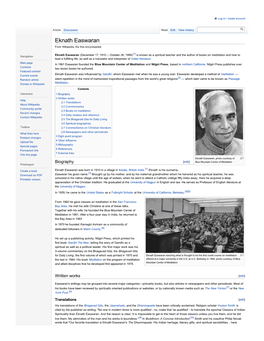 Eknath Easwaran from Wikipedia, the Free Encyclopedia