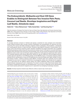 The Endosymbiotic Wolbachia and Host COI Gene