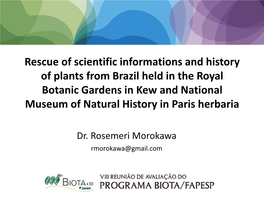 Rescue of Scientific Informations and History of Plants from Brazil Held in the Royal Botanic Gardens in Kew and National Museum of Natural History in Paris Herbaria