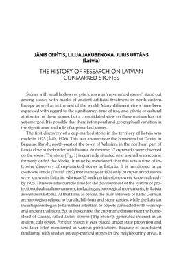 The History of Research on Latvian Cup-Marked Stones