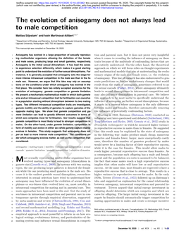 The Evolution of Anisogamy Does Not Always Lead to Male Competition