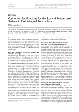 Conclusion: Ten Principles for the Study of Proportional Systems in the History of Architecture Matthew A