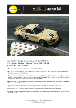 1973 Sebring 12 Hour Winning Porsche 911 2.8