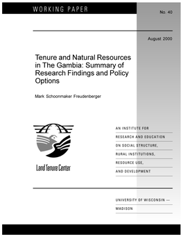 Tenure and Natural Resources in the Gambia: Summary of Research Findings and Policy Options