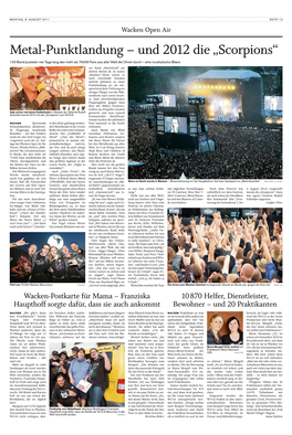 Metal-Punktlandung –Und 2012 Die „Scorpions“