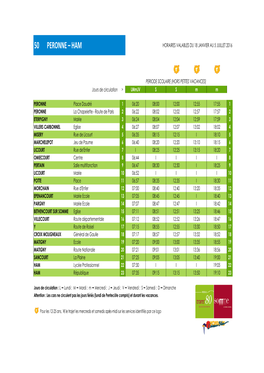 50 Peronne – Ham Horaires Valables Du 18 Janvier Au 5 Juillet 2016