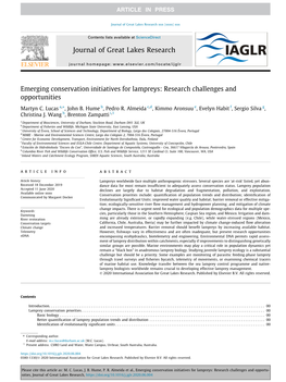 Emerging Conservation Initiatives for Lampreys: Research Challenges and Opportunities ⇑ Martyn C