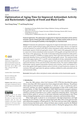 Optimization of Aging Time for Improved Antioxidant Activity and Bacteriostatic Capacity of Fresh and Black Garlic