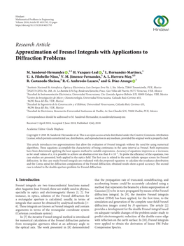 Approximation of Fresnel Integrals with Applications to Diffraction Problems