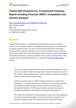 Tootsie Roll Industries Inc. Fundamental Company Report