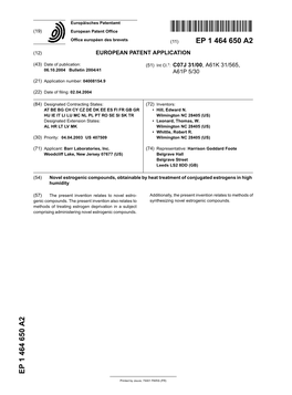 Novel Estrogenic Compounds, Obtainable by Heat Treatment of Conjugated Estrogens in High Humidity