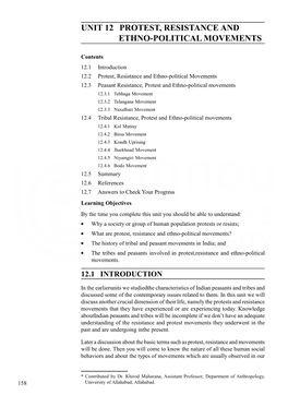 Unit 12 Protest, Resistance and Ethno-Political Movements