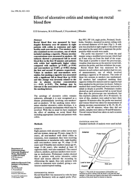 Effect of Ulcerative Colitis and Smoking on Rectal Blood Flow