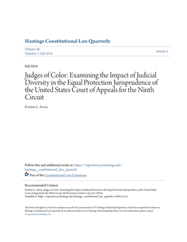 Judges of Color: Examining the Impact of Judicial Diversity in the Equal