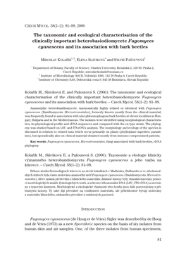 The Taxonomic and Ecological Characterisation of the Clinically Important Heterobasiodiomycete Fugomyces Cyanescens and Its Association with Bark Beetles