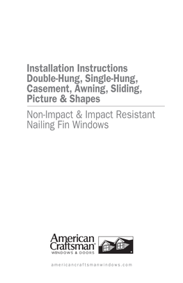 American Craftsman Nailing Fin Windows Installation Instructions