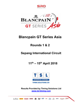 Blancpain GT Series Asia