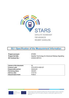 D2.1 Specification of the Measurement Information