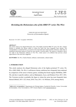 Revisiting the Dickensian Echo of the HBO TV Series the Wire