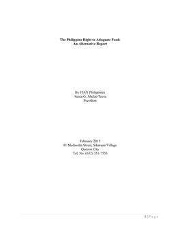 1 | Page the Philippine Right to Adequate Food