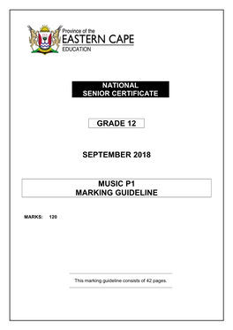 Music P1 Gr 12 Marking Guideline Sept 2018 Dec 2017-Feb 2018