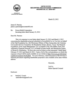 Exxon Mobil Corporation Incoming Letter Dated January 23,2012