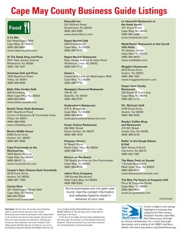 Cape May County Business Guide Listings