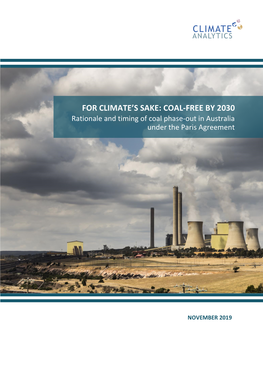 COAL-FREE by 2030 Rationale and Timing of Coal Phase-Out in Australia Under the Paris Agreement