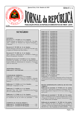 SUMÁRIO Deliberação Nº 145/2020/CFP