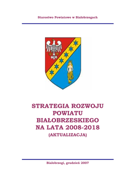 Strategia Rozwoju Powiatu Bialobrzeskiego Na Lata 2008-2018