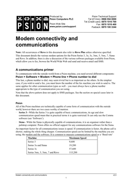 Modem Connectivity and Communications