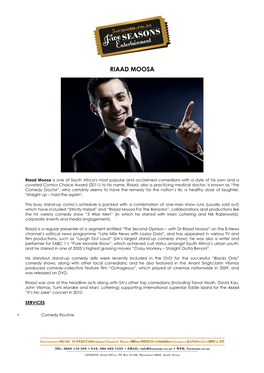 Riaad Moosa Biography