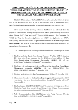 Minutes of the 35 Goa State Environment Impact