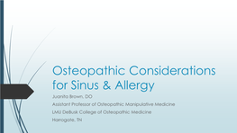 Osteopathic Considerations for Sinus & Allergy