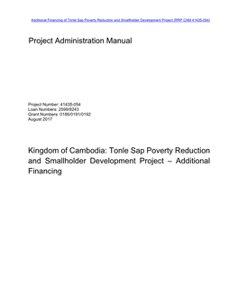 Tonle Sap Poverty Reduction and Smallholder Development Project (RRP CAM 41435-054)