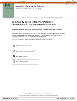 Community-Based Teacher Professional Development in Remote Areas in Indonesia