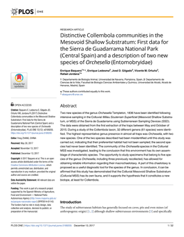 First Data for the Sierra De Guadarrama National Park (Central Spain) and a Description of Two New Species of Orchesella (Entomobryidae)