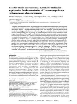 Selectin-Mucin Interactions As a Probable Molecular Explanation for the Association of Trousseau Syndrome with Mucinous Adenocarcinomas