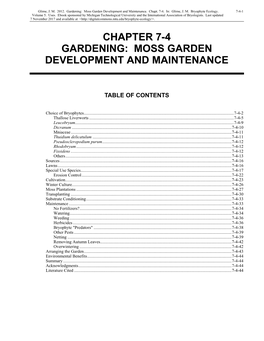 Volume 5, Chapter 7-4: Gardening: Moss Garden Development and Maintenance