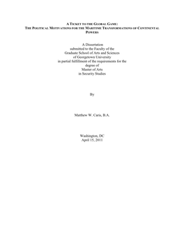 A Dissertation Submitted to the Faculty of the Graduate School of Arts And