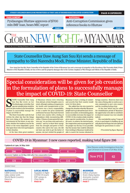 Special Consideration Will Be Given for Job Creation in the Formulation of Plans to Successfully Manage the Impact of COVID-19: State Counsellor