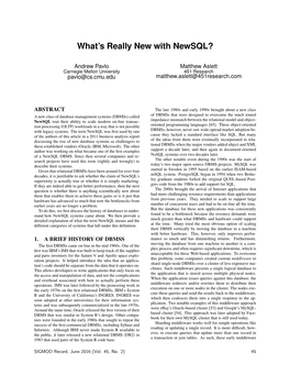 What's Really New with Newsql?