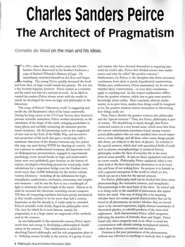 Charles Sanders Peirce the Architect of Pragmatism