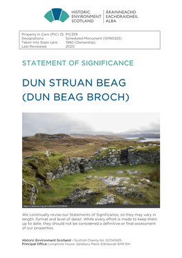 Dun Struan Beag Statement of Significance