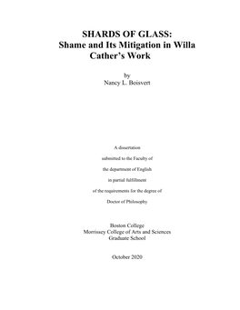 Shame and Its Mitigation in Willa Cather's Work