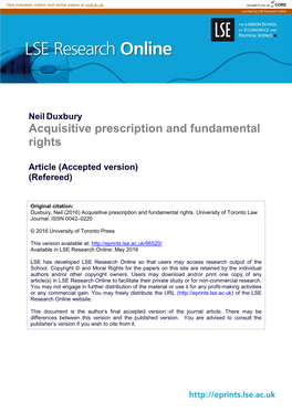 Acquisitive Prescription and Fundamental Rights