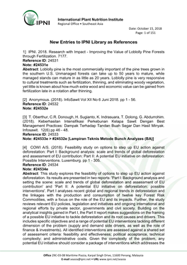 IPNI Library New Entries
